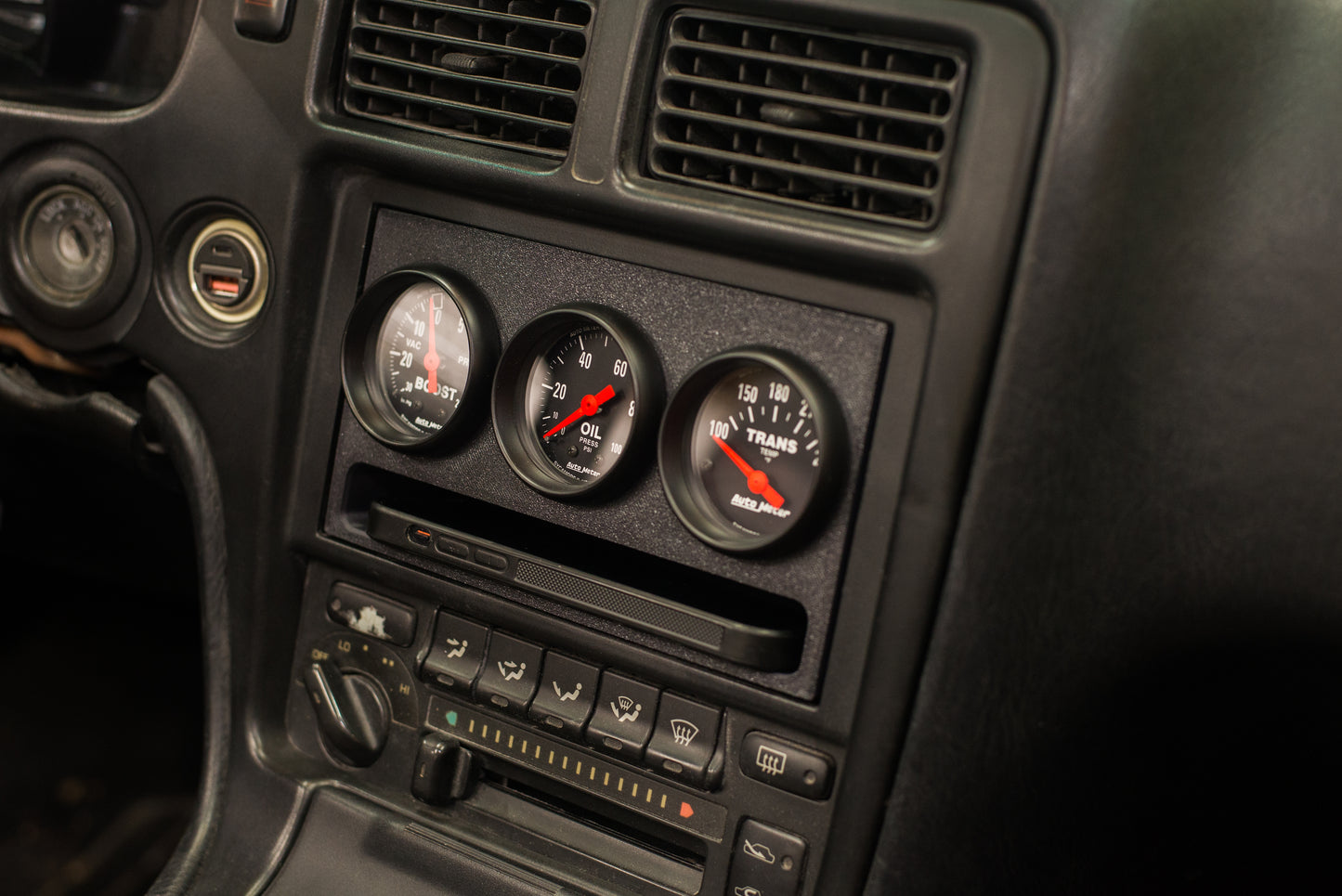 Universal Double-DIN Gauge Panel with Phone Storage Slot
